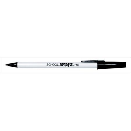 SCHOOL SMART School Smart 038162 Round Refillable Stick Pen; Fine Tip; Black; Pack - 12 38162